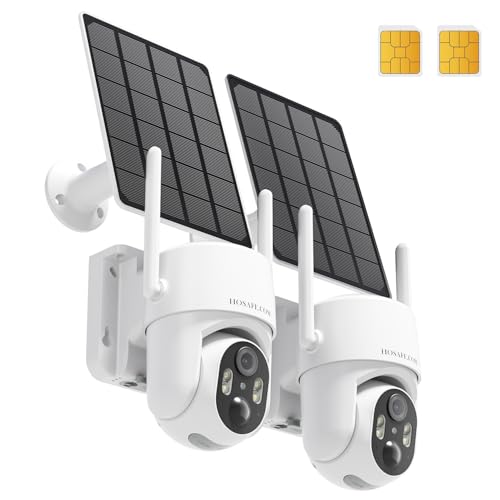 HOSAFE.COM 4G LTE Cellular Security Camera No Internet Needed, Solar No wifi Security Camera Outdoor Wireless With SIM Card Jobsite, 2K Color Night Version, 360 Live View, Motion Detection, 2-Way Audio, 2 Packs - Image 1