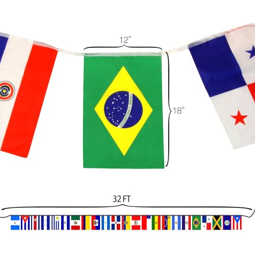Anley Latin America 23 Countries String Flags - Assorted Latino Flag Banners for Heritage Hispanic Month International Events Conference Party Decoration Sports Bars - 32 Ft 23 Flags - Image 4