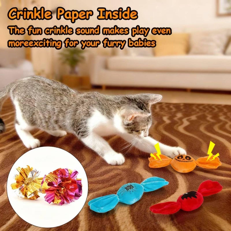 Retro Shaw Cat Toys,Kitty Bundle Candy Catnip Toys with Crinkle Sound Inside,3PCS Sweet Treats Cat Toy, Trick or Treat for Kitten Toys,Interactive Indoor Kitty Kicker for All Breeds - Image 4