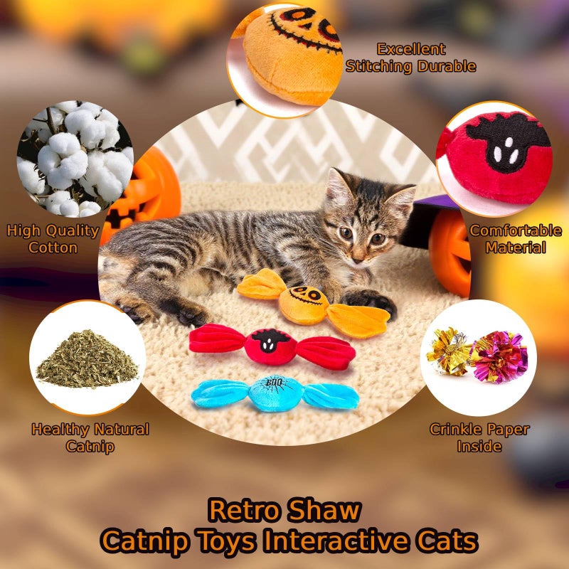 Retro Shaw Cat Toys,Kitty Bundle Candy Catnip Toys with Crinkle Sound Inside,3PCS Sweet Treats Cat Toy, Trick or Treat for Kitten Toys,Interactive Indoor Kitty Kicker for All Breeds - Image 2
