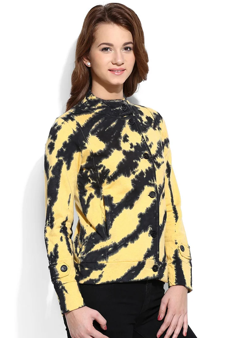 كامبوس سوترا جاكيت رايدر نسائي مصبوغ باللون الأصفر الليموني والرمادي الفحمي