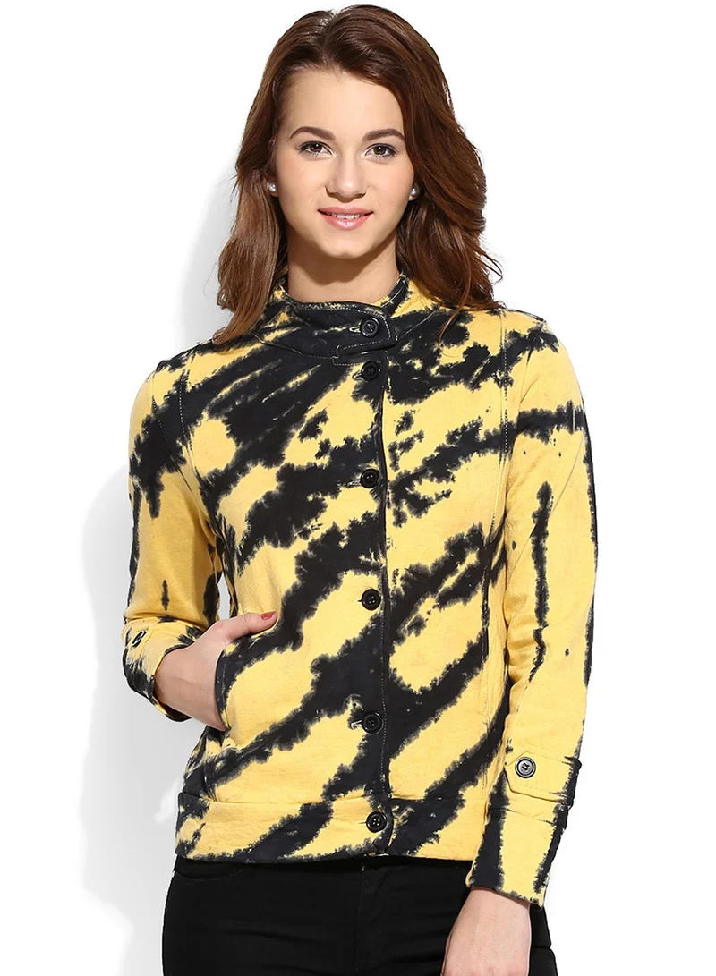 كامبوس سوترا جاكيت رايدر نسائي مصبوغ باللون الأصفر الليموني والرمادي الفحمي