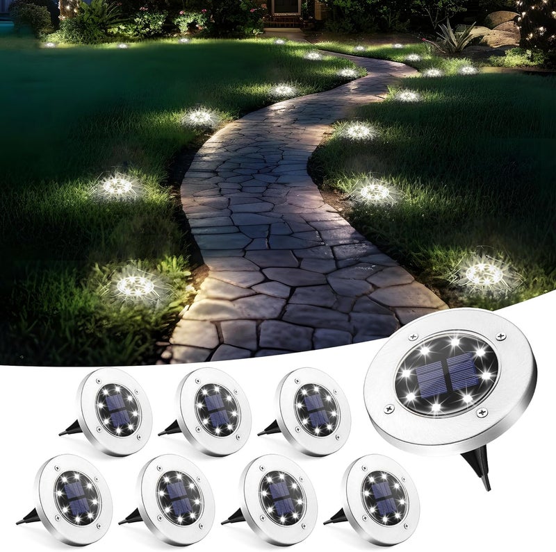 SOLPEX Solar Lights Outdoor Waterproof, 8 Pack Solar Ground Lights, Solar Garden Lights Landscape Lighting for Pathway Driveway Patio Backyard Walkway (Cool White) - Image 1