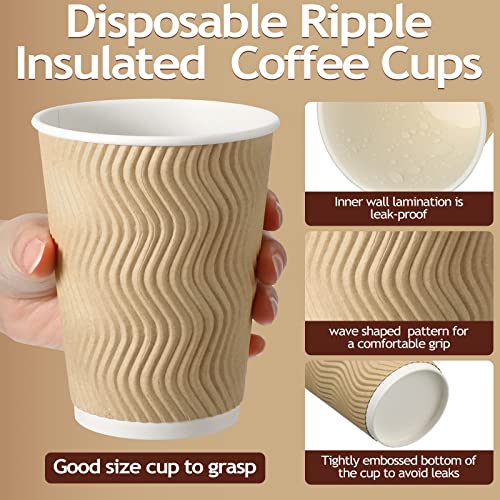 EOS- BUILDING TRUST Ripple Paper Non Slip Cups With Leak Proof & Three Corrugated Layer Ideal For Hot, Cold Hot Coffee/Drinks For Party (75) Multicolor, 200 ML - Image 3