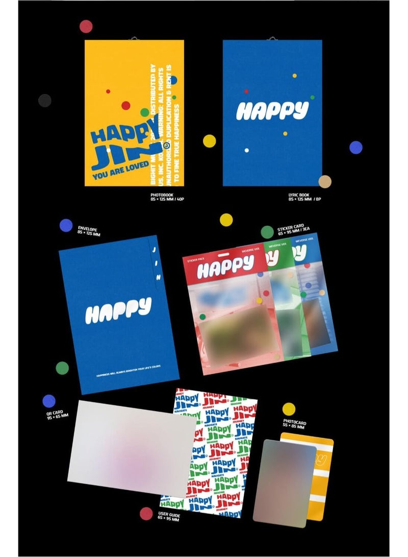 Jin (BTS) 1st Solo Album Happy Weverse Version Kpop QR Card with Photobook Photocard Sticker Card and More - No CD Included - Image 3