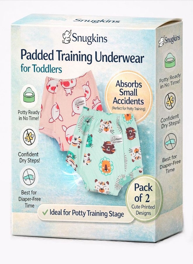 Snugkins Padded Underwear for Big Kids 6-7 years with 4 Layers of Cotton Padding Potty Training Pull Up Pant & Diaper-Free Time Pack-2 - Image 1