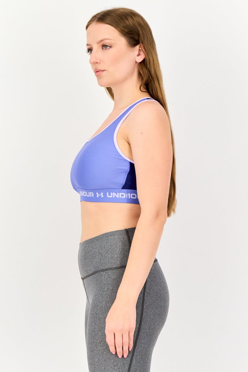 UNDER ARMOUR Women Brand Logo Padded Sports Bra, Purple - Image 2