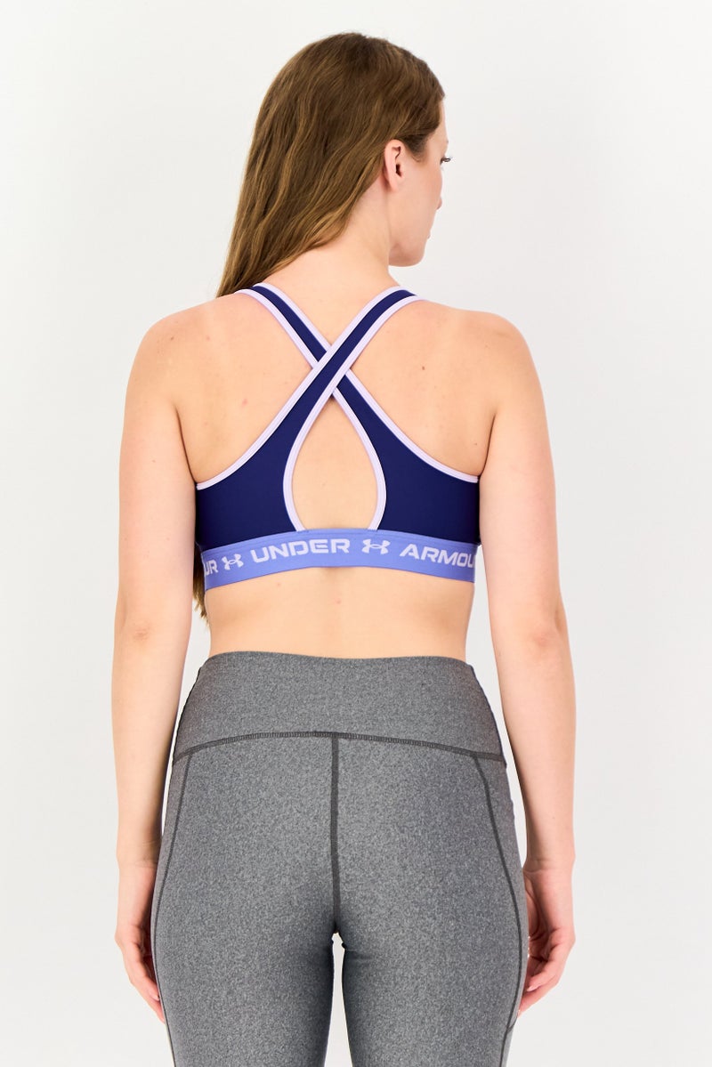 UNDER ARMOUR Women Brand Logo Padded Sports Bra, Purple - Image 3