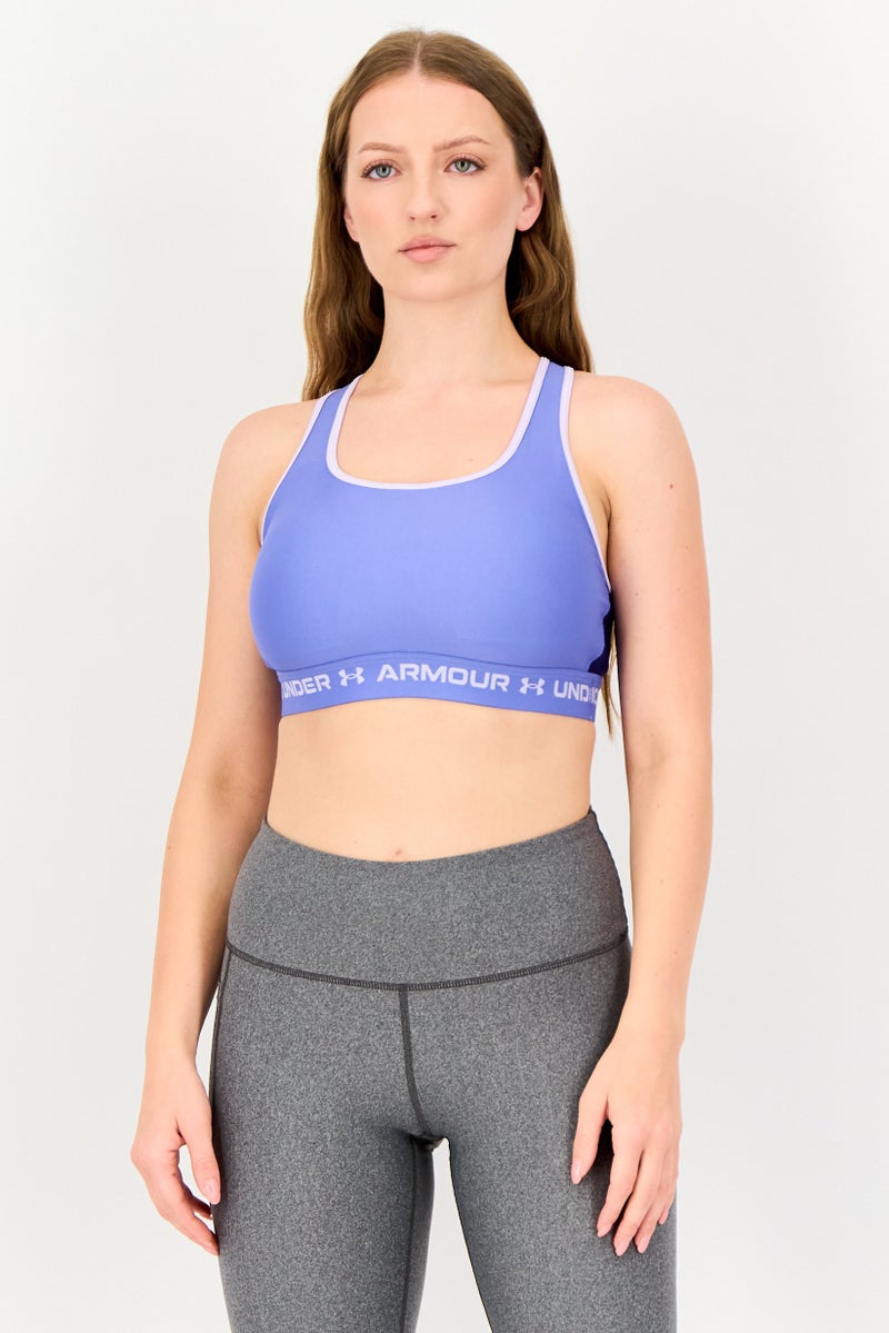 UNDER ARMOUR Women Brand Logo Padded Sports Bra, Purple - Image 1