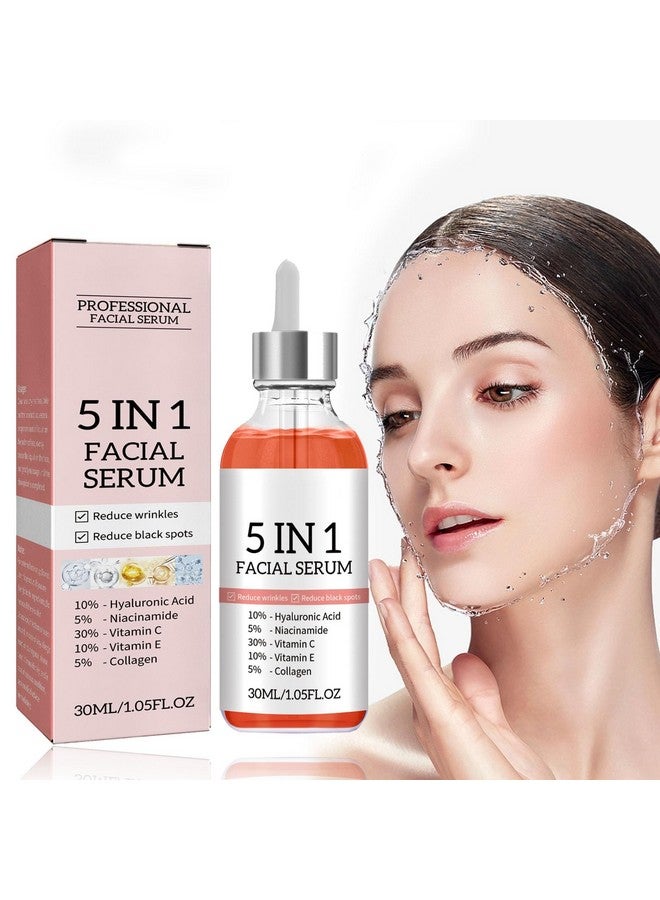 Rosarden Vitamin C Face Serum 5In1 Antiaging Serum With Vitamin C Vitamin E Hyaluronic Acid Collagen And Nicotinamide Vitamin C Serum For Facial Moisturizing Firming Skin And Even Skin Tone 30Ml - Image 1