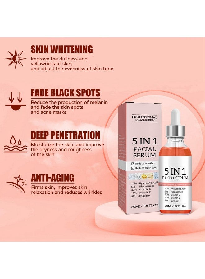 Rosarden Vitamin C Face Serum 5In1 Antiaging Serum With Vitamin C Vitamin E Hyaluronic Acid Collagen And Nicotinamide Vitamin C Serum For Facial Moisturizing Firming Skin And Even Skin Tone 30Ml - Image 3