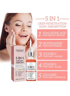 Vitamin C Face Serum 5In1 Antiaging Serum With Vitamin C Vitamin E Hyaluronic Acid Collagen And Nicotinamide Vitamin C Serum For Facial Moisturizing Firming Skin And Even Skin Tone 30Ml - pzsku/Z15F42DF0A982A2A1EF58Z/45/_/1719231263/b577f2ac-fdb6-423d-90fa-c22301a8d759