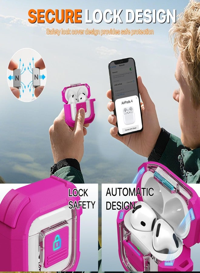 R-fun جراب حماية R-fun لسماعات AirPods من الجيل الرابع، متوافق مع MagSafe، مزود بقفل مغناطيسي تلقائي، مع طقم تنظيف، مناسب لسماعات AirPods 4 (إصدار 2024) - وردي فاتح - Image 5