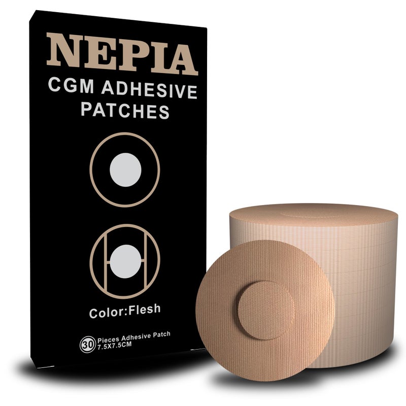 Nepia 30 Pcs Flesh CGM Sensor Patches | Waterproof Adhesive for Dexcom G7/Libre1 2 3/Enlite | 14 Days Long-Lasting Protection | Sweatproof Sensor Covers with Comfortable Fit for Active Lifestyle - Image 1