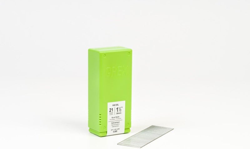 Grex H8/38L 21 Gauge 1-1/2 Inch Length Galvanized Brad Nails (5,000 per Box), 1-1/2" - Image 1