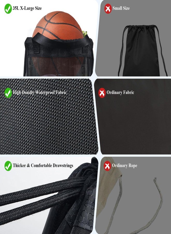 Moyad Mesh Backpack for Women Men Gym Drawstring Bags Semi-transparent Travel Casual Daypack Backpacks 35L Large Heavy-Duty Bag for Hiking Fitness Beach Sports Work, Mochilas para Hombres Mujer, Black - Image 5