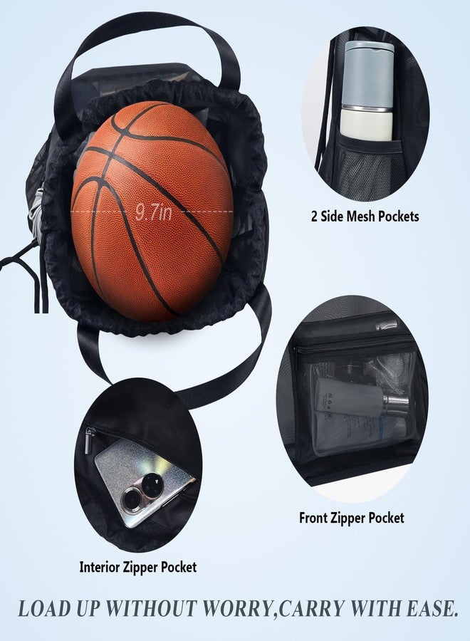 Moyad Mesh Backpack for Women Men Gym Drawstring Bags Semi-transparent Travel Casual Daypack Backpacks 35L Large Heavy-Duty Bag for Hiking Fitness Beach Sports Work, Mochilas para Hombres Mujer, Black - Image 4