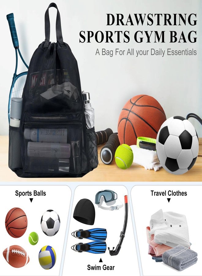 Moyad Mesh Backpack for Women Men Gym Drawstring Bags Semi-transparent Travel Casual Daypack Backpacks 35L Large Heavy-Duty Bag for Hiking Fitness Beach Sports Work, Mochilas para Hombres Mujer, Black - Image 3