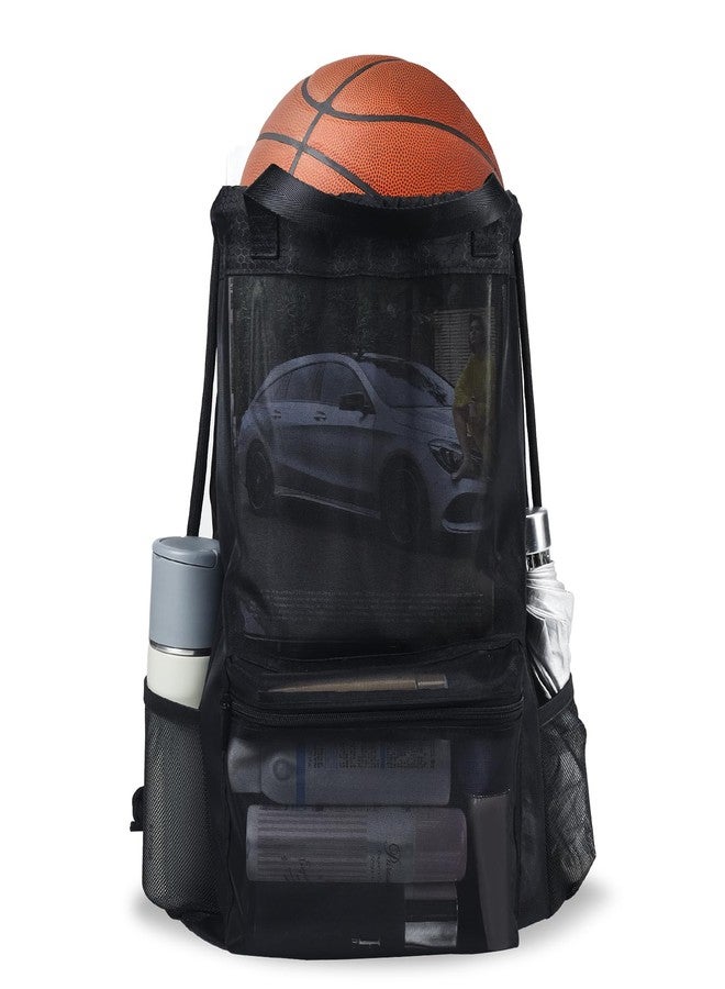 Moyad Mesh Backpack for Women Men Gym Drawstring Bags Semi-transparent Travel Casual Daypack Backpacks 35L Large Heavy-Duty Bag for Hiking Fitness Beach Sports Work, Mochilas para Hombres Mujer, Black - Image 1