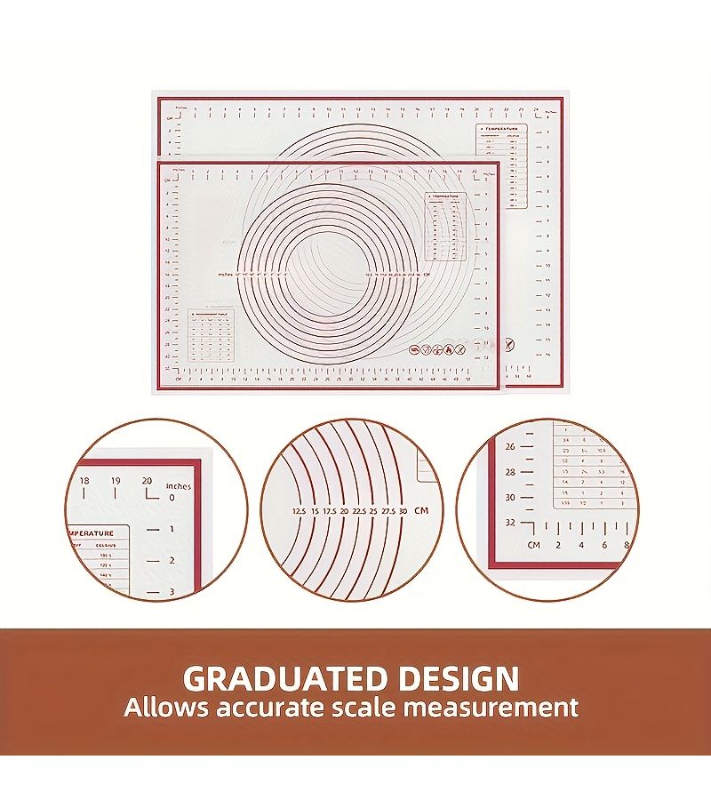 Thickened Size Baking Mat Pastry Mat Kneading Mat Durable Non Slip Non Stick Food Grade EVA Mat for Baking Rolling Dough Kneading Bread Candies And Pastry Making Kitchen Cooking Tool M+L 2pcs - Image 5