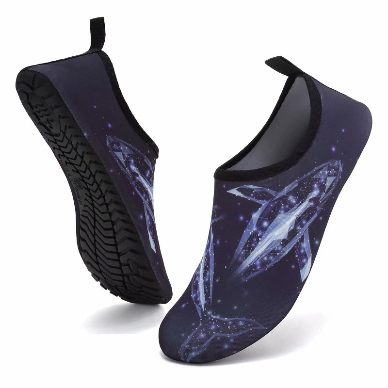 YALOX Water Shoes Women's Men's Outdoor Beach Swimming Aqua Socks Quick-Dry Barefoot Shoes Surfing Yoga Pool Exercise(Fragment whale-38/39) - Image 1