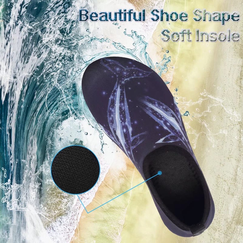 YALOX Water Shoes Women's Men's Outdoor Beach Swimming Aqua Socks Quick-Dry Barefoot Shoes Surfing Yoga Pool Exercise(Fragment whale-38/39) - Image 2