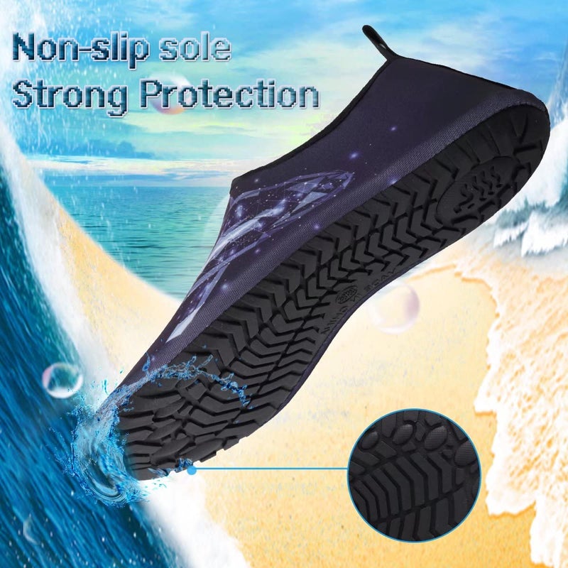 YALOX Water Shoes Women's Men's Outdoor Beach Swimming Aqua Socks Quick-Dry Barefoot Shoes Surfing Yoga Pool Exercise(Fragment whale-38/39) - Image 3