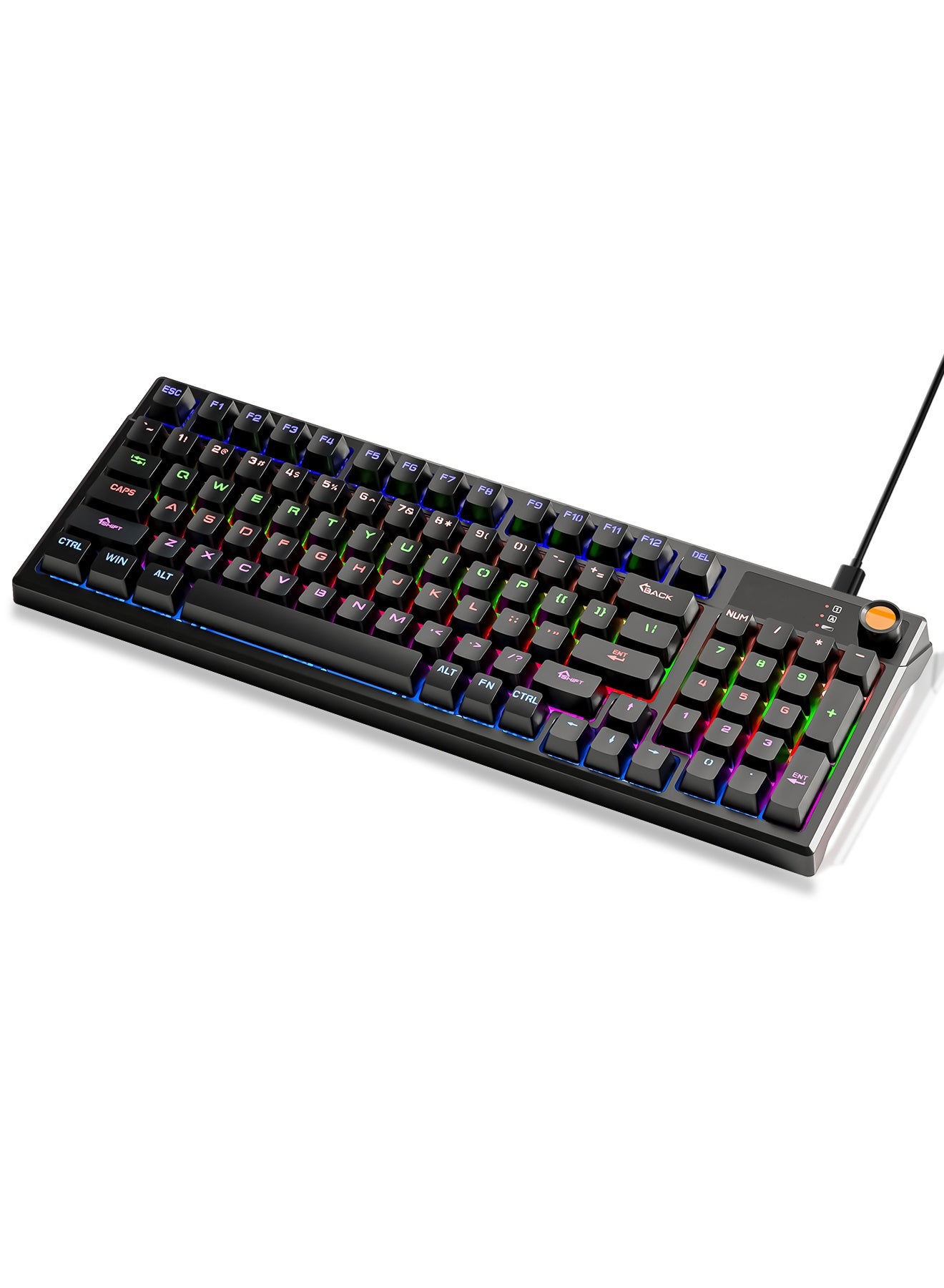 95-Key Wired Mechanical Keyboard, Mechanical Blue Switch Hybrid Light Compact Mini Wired Keyboard for PC, Mac E-sports Portable Gaming Keyboard - Black