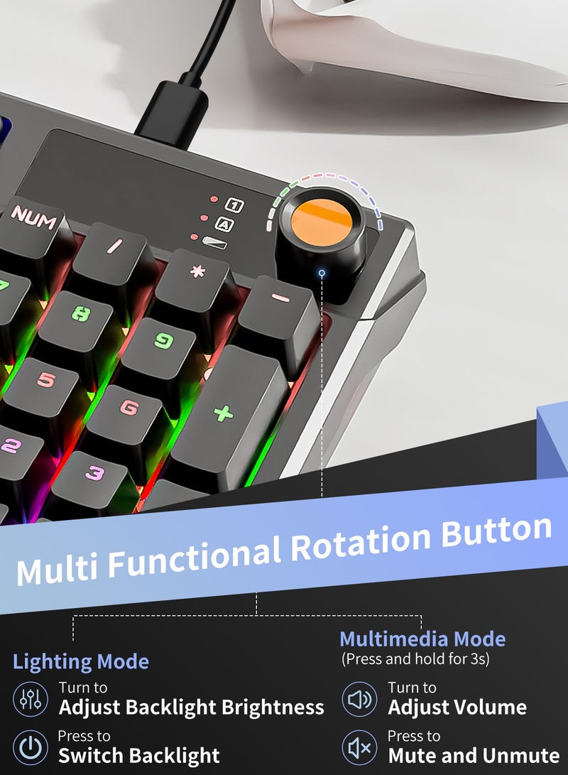 أوتشوانغ لوحة مفاتيح ميكانيكية سلكية مكونة من 95 مفتاحًا، لوحة مفاتيح ميكانيكية زرقاء خفيفة الوزن سلكية صغيرة الحجم لأجهزة الكمبيوتر الشخصية وأجهزة Mac ولوحة مفاتيح ألعاب إلكترونية محمولة - أسود - Image 3