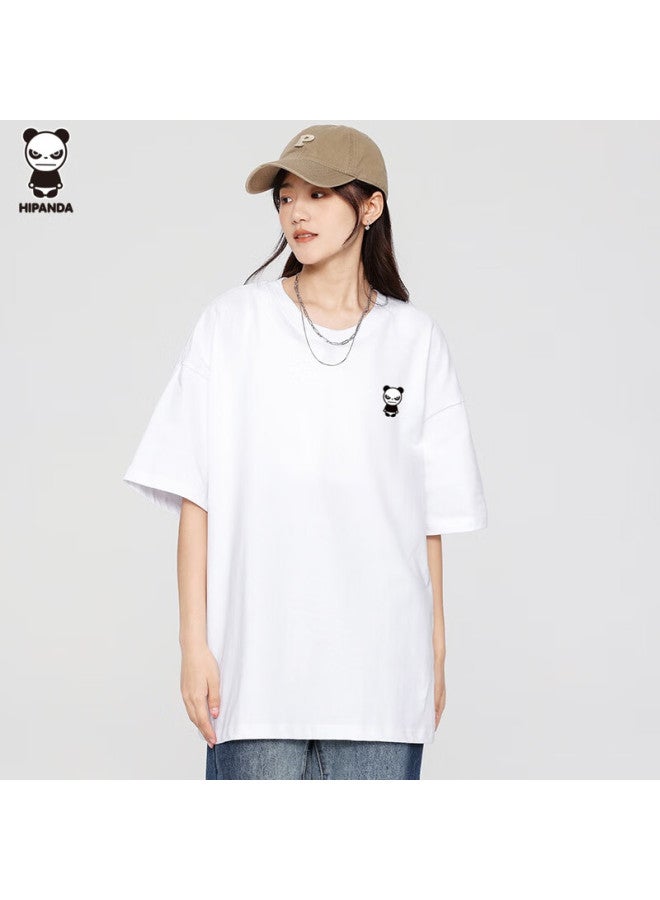Hipanda Men's Heavyweight Pure Cotton Loose Casual American Style Short Sleeve Trendy Printed Round Neck Top Men's Black M - Image 5