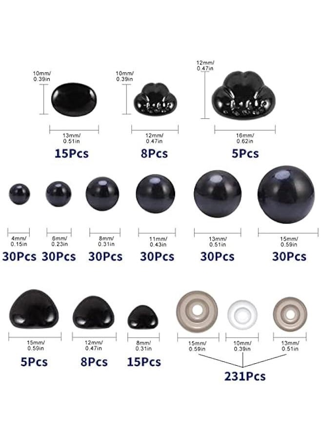 FYLX 462  Black Plastic Safety Eyes and Noses for Crafts and Stuffed Crochet Animals  - Image 3