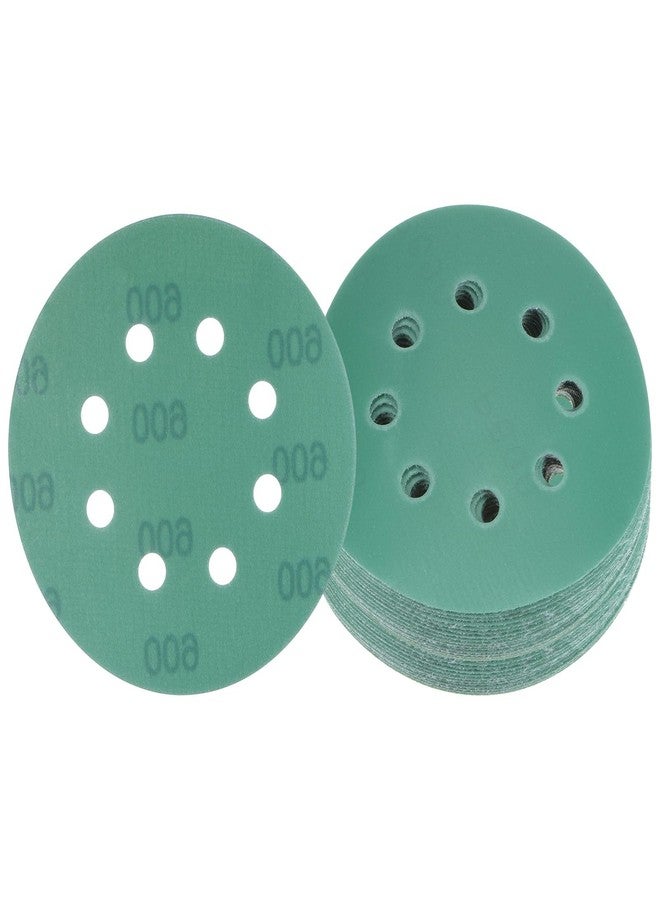 Kozelo 25pcs Green Film Sanding Discs - [5 Inch 600 Grits 8 Hole ] Round Aluminum Oxide Hook & Loop Wet Dry Sander Pads for Wood Metal Polishing Use| Zirconium Corundum Sandpaper - Image 1