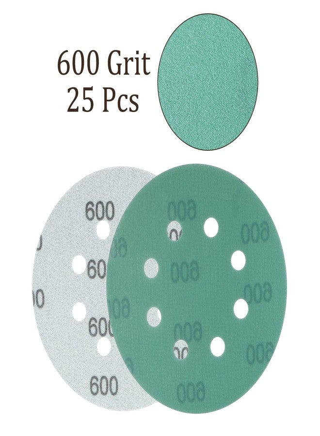 Kozelo 25pcs Green Film Sanding Discs - [5 Inch 600 Grits 8 Hole ] Round Aluminum Oxide Hook & Loop Wet Dry Sander Pads for Wood Metal Polishing Use| Zirconium Corundum Sandpaper - Image 4