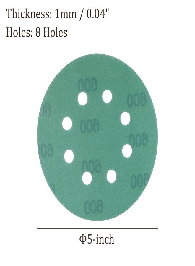 Kozelo 25pcs Green Film Sanding Discs - [5 Inch 600 Grits 8 Hole ] Round Aluminum Oxide Hook & Loop Wet Dry Sander Pads for Wood Metal Polishing Use| Zirconium Corundum Sandpaper - Image 3