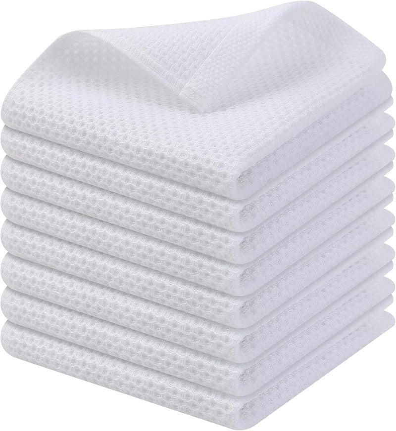 Kitinjoy 100 Cotton Kitchen Dish Cloths 8 Pack Waffle Weave Ultra Soft Absorbent Dish Towels for Drying Dishes Quick Drying Kitchen Towels Dish Rags 12 X 12Inch White - Image 1