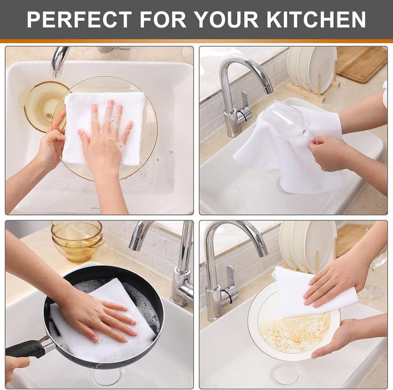 Kitinjoy 100 Cotton Kitchen Dish Cloths 8 Pack Waffle Weave Ultra Soft Absorbent Dish Towels for Drying Dishes Quick Drying Kitchen Towels Dish Rags 12 X 12Inch White - Image 4