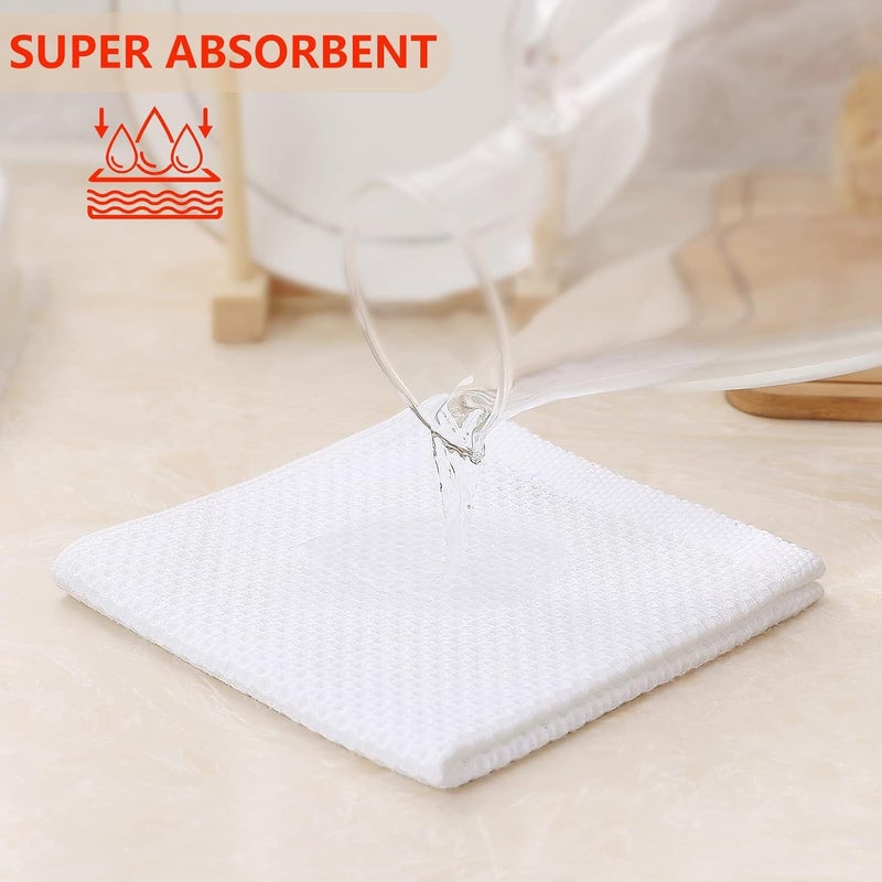 Kitinjoy 100 Cotton Kitchen Dish Cloths 8 Pack Waffle Weave Ultra Soft Absorbent Dish Towels for Drying Dishes Quick Drying Kitchen Towels Dish Rags 12 X 12Inch White - Image 2