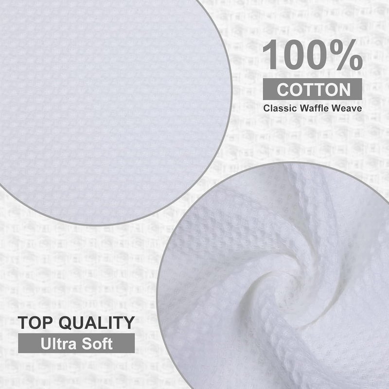 Kitinjoy 100 Cotton Kitchen Dish Cloths 8 Pack Waffle Weave Ultra Soft Absorbent Dish Towels for Drying Dishes Quick Drying Kitchen Towels Dish Rags 12 X 12Inch White - Image 3