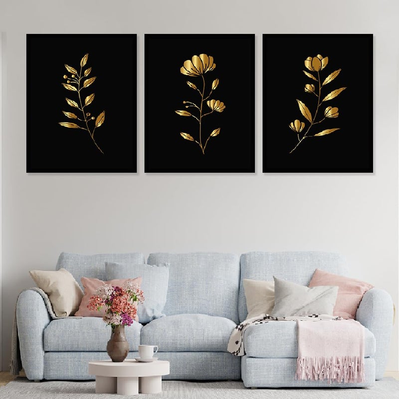 DEKORSTATION Set of 3 Abstract Modern Art Wall Decor Framed Painting for Living Room Bedroom DS32 12 x 16 Inch - Image 1