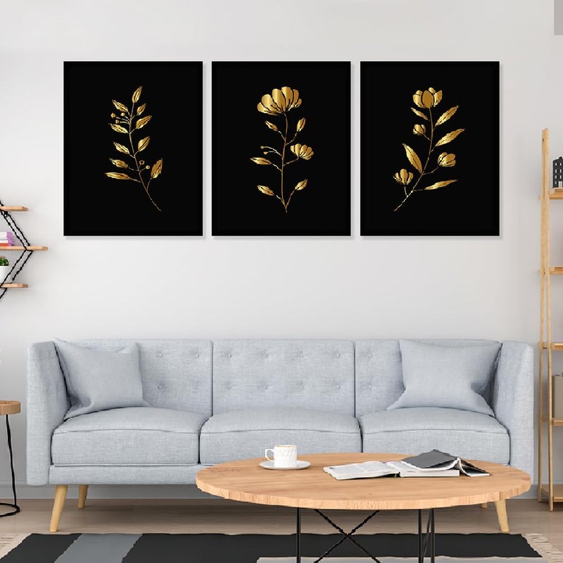 DEKORSTATION Set of 3 Abstract Modern Art Wall Decor Framed Painting for Living Room Bedroom DS32 12 x 16 Inch - Image 3