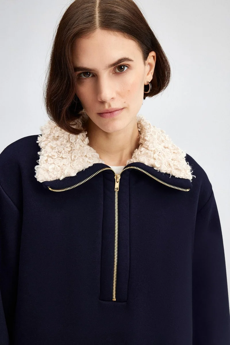 Touche Prive Fur Collar Sweatshirt