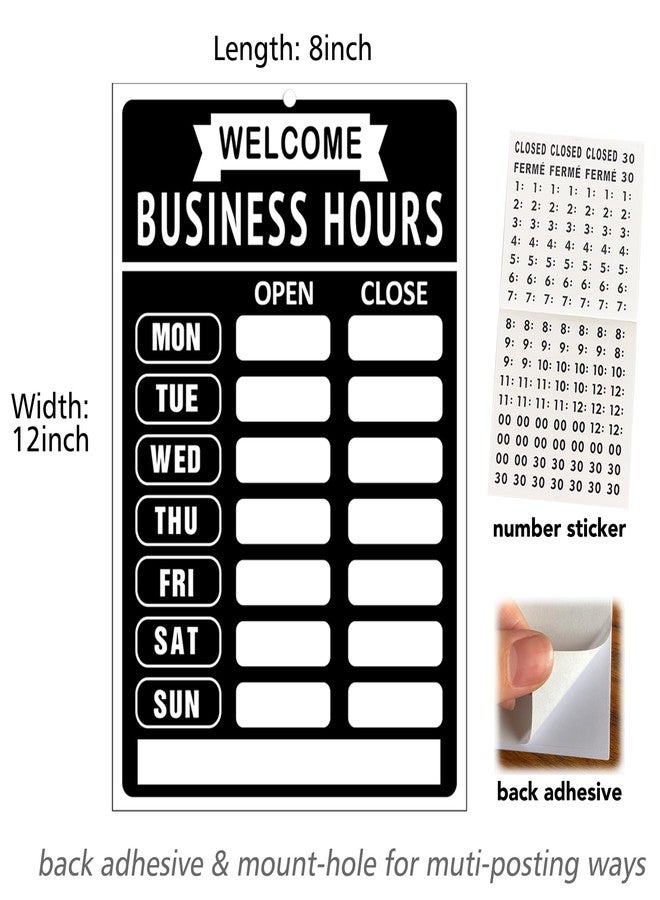 SnailGo Open Closed Signs Business Hours Sign Set for Window Door Open Signs for Business Hour Closed Open Flip Sign Store Resturant Bar Black - Image 3