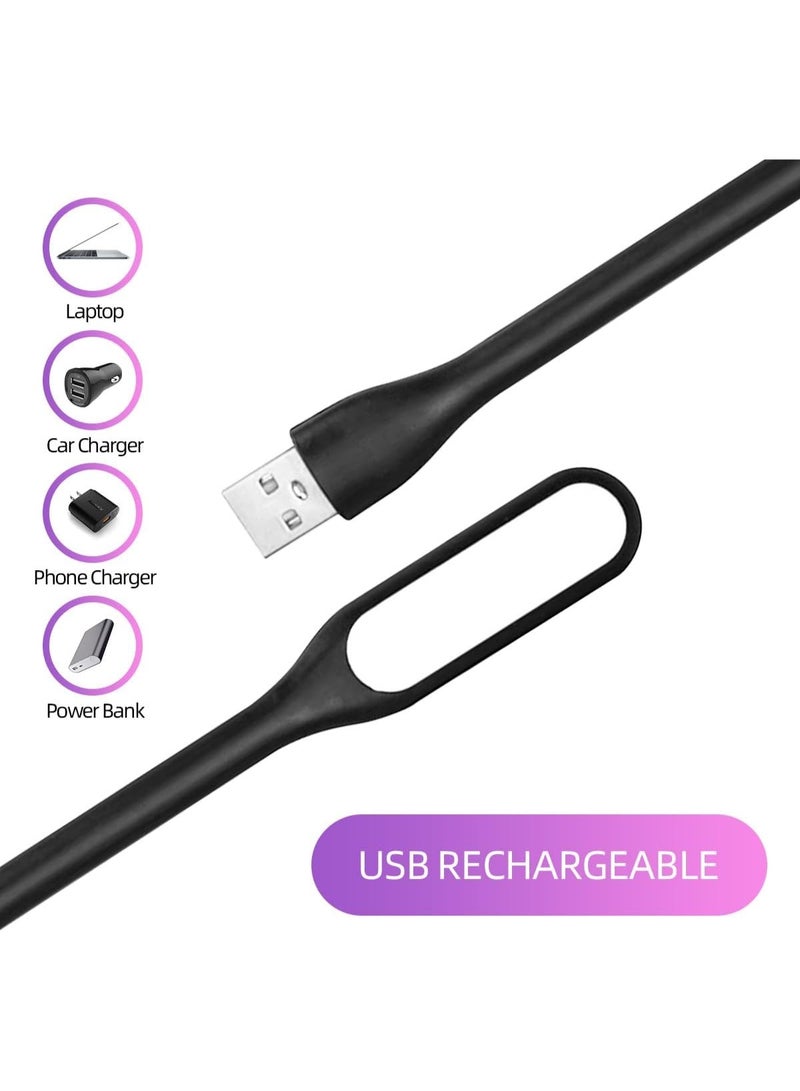 USB LED Light Lamp for Power Bank (10 PCS) Portable Eye Care Mini Night Light with Flexible Arm, USB Gooseneck Reading Lamps Book Light,Compatible for Desktop, Notebook Laptop (10-Black) - Image 3