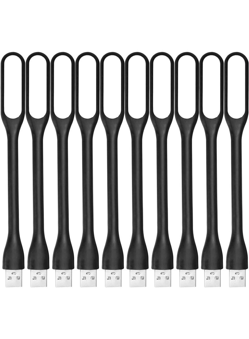 USB LED Light Lamp for Power Bank (10 PCS) Portable Eye Care Mini Night Light with Flexible Arm, USB Gooseneck Reading Lamps Book Light,Compatible for Desktop, Notebook Laptop (10-Black) - Image 1