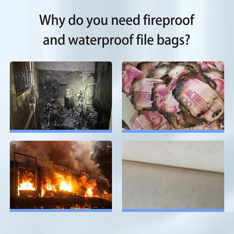 حقيبة وثائق مقاومة للحريق A4 بشريط عاكس للشهادات والنقود والجوازات - Image 4
