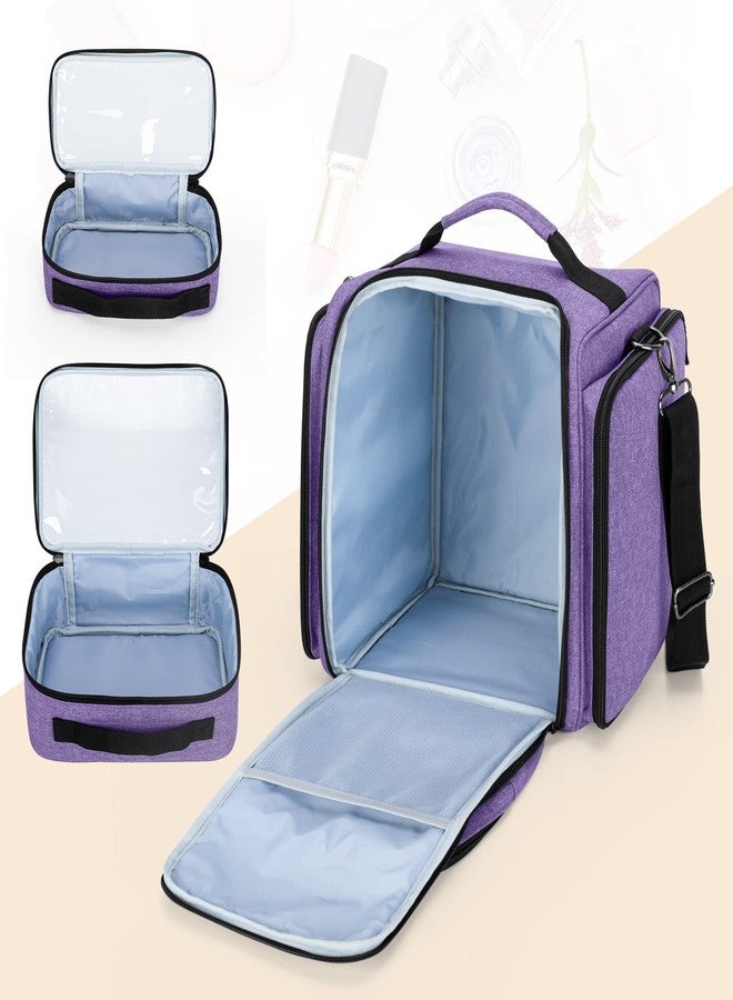 BAFASO Makeup Bag Cosmetic Bag with 4 Inner Removable Pouches, Multifunctional Travel Makeup Case (Patent Pending), Purple - Image 3