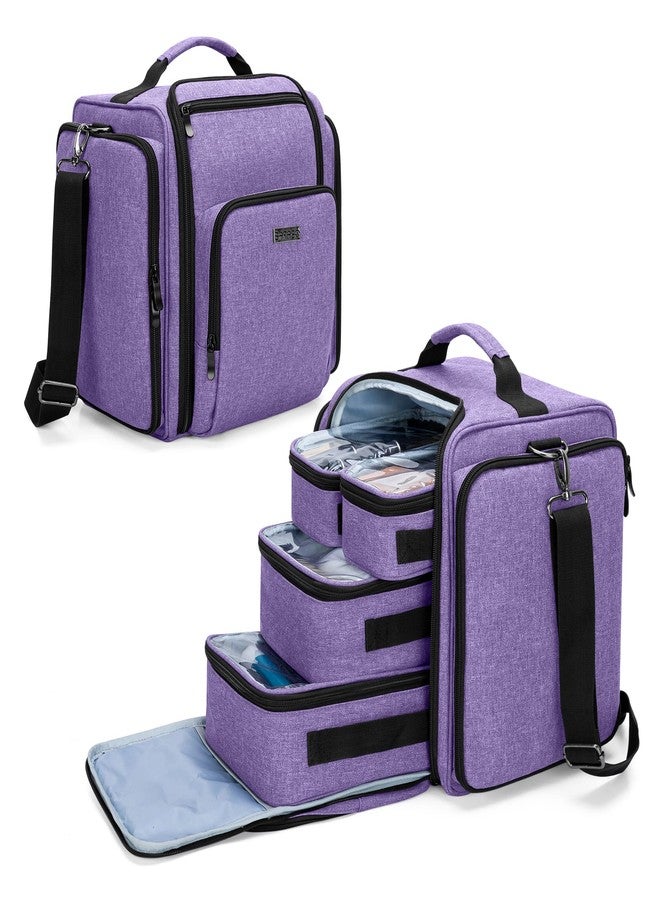 BAFASO Makeup Bag Cosmetic Bag with 4 Inner Removable Pouches, Multifunctional Travel Makeup Case (Patent Pending), Purple - Image 1