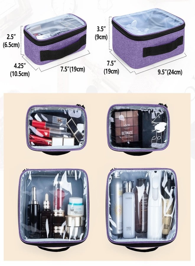 BAFASO Makeup Bag Cosmetic Bag with 4 Inner Removable Pouches, Multifunctional Travel Makeup Case (Patent Pending), Purple - Image 2