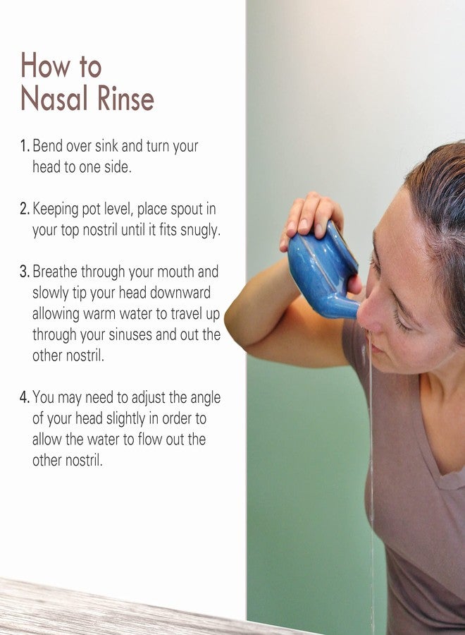 Baraka Premium US Made Handcrafted Durable Ceramic Neti Pot - Nose Cleaner Nasal Cleaner - Sinus - Tool Kit for Home - Gifts for Mom (Blue) - Image 2