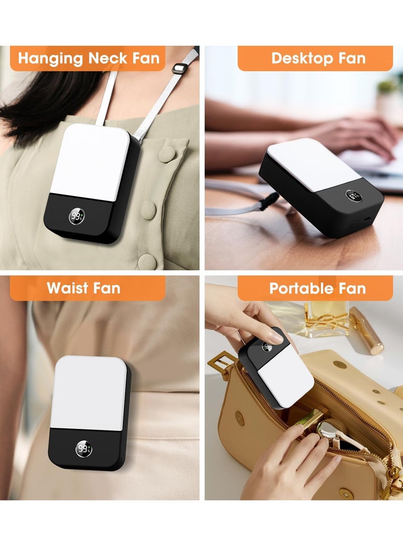 general Portable Neck Fan Rechargeable, Mini Fan Handheld with Waist Clip 3 Speed Adjustable, Leafless Personal Fan for Home Office Outdoor Travel (Black) - Image 4